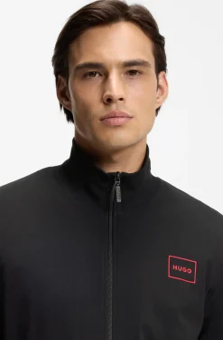 Relaxed-Fit Jacke aus Stretch-Baumwolle mit eingerahmtem Logo