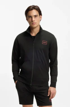 Relaxed-Fit Jacke aus Stretch-Baumwolle mit eingerahmtem Logo