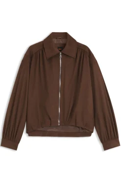 Relaxed-Fit Jacke aus Veloursleder-Imitat mit Reißverschluss