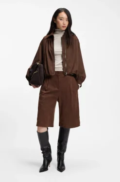 Relaxed-Fit Jacke aus Veloursleder-Imitat mit Reißverschluss