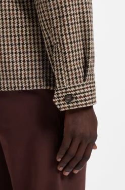 Relaxed-Fit Jacke aus Woll-Mix mit Vichy-Karo