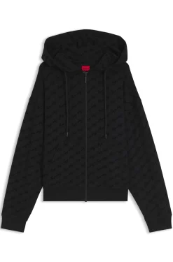 Relaxed-Fit Jacke mit Kapuze und Flock-Logo-Print