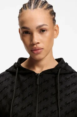 Relaxed-Fit Jacke mit Kapuze und Flock-Logo-Print