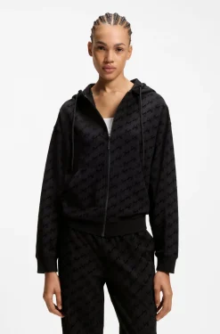 Relaxed-Fit Jacke mit Kapuze und Flock-Logo-Print