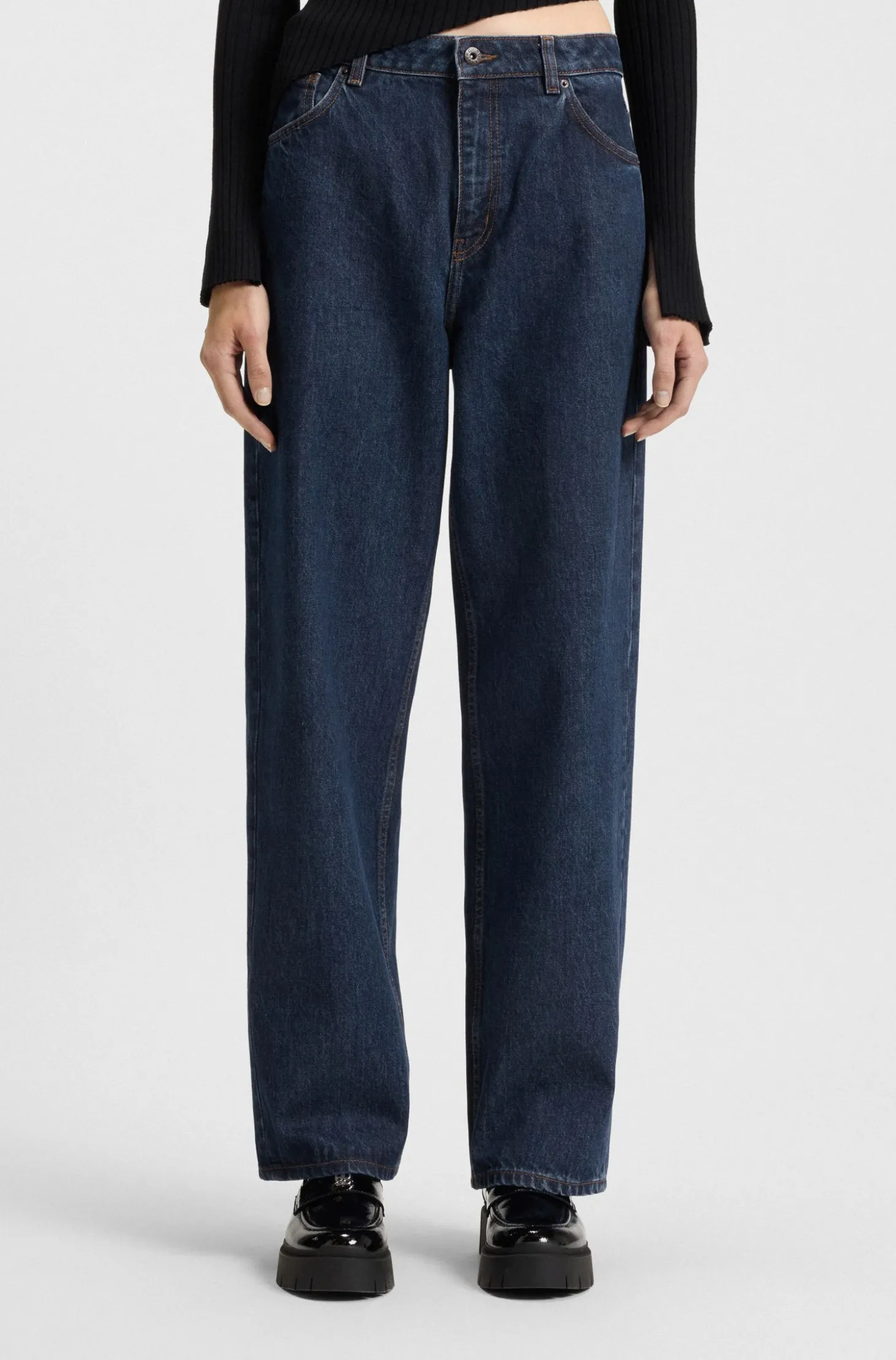 Relaxed-Fit Jeans aus blauem Denim mit Rinse-Waschung