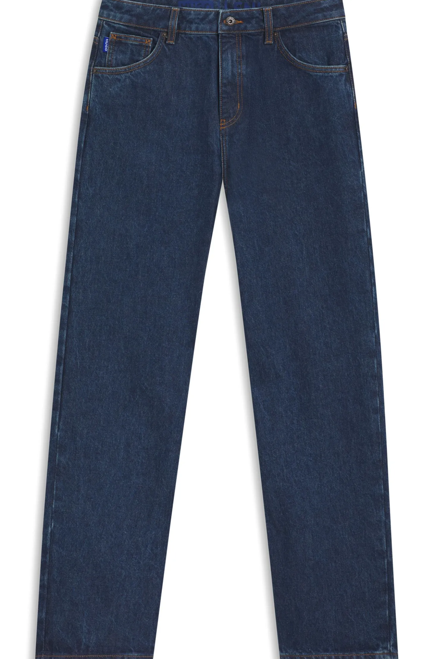Relaxed-Fit Jeans aus blauem Denim mit Rinse-Waschung
