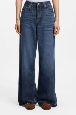 Relaxed-Fit Jeans aus blauem, festem Denim