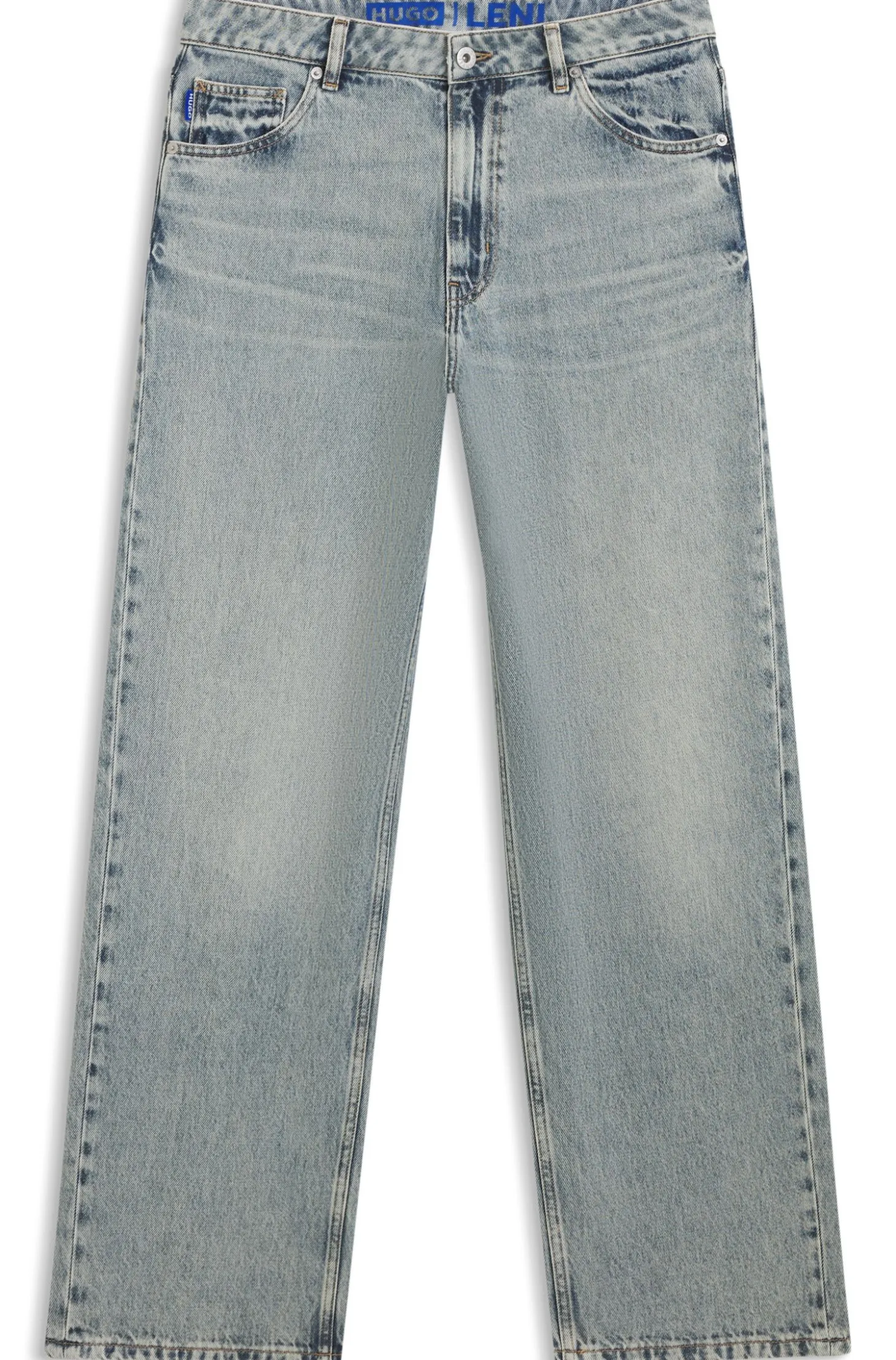 Relaxed-Fit Jeans aus meerblauem festem Denim