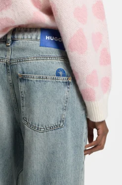 Relaxed-Fit Jeans aus meerblauem festem Denim