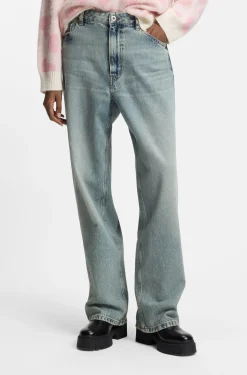 Relaxed-Fit Jeans aus meerblauem festem Denim