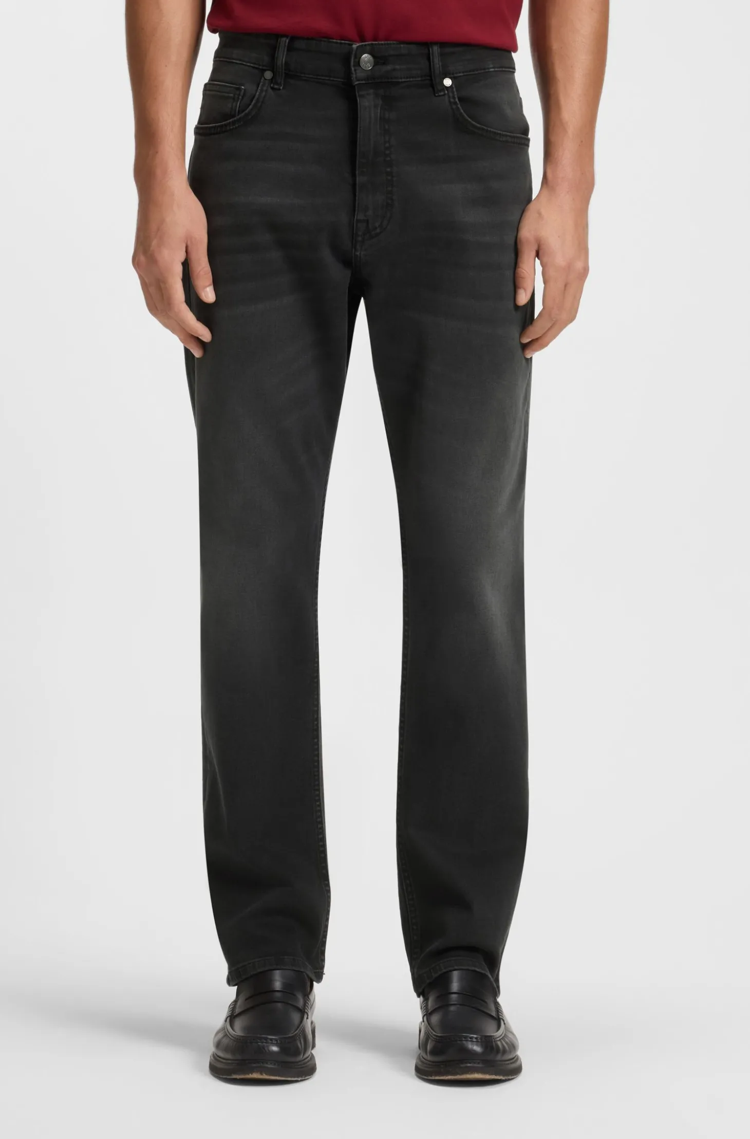Relaxed-Fit Jeans aus schwarzem Stretch-Denim