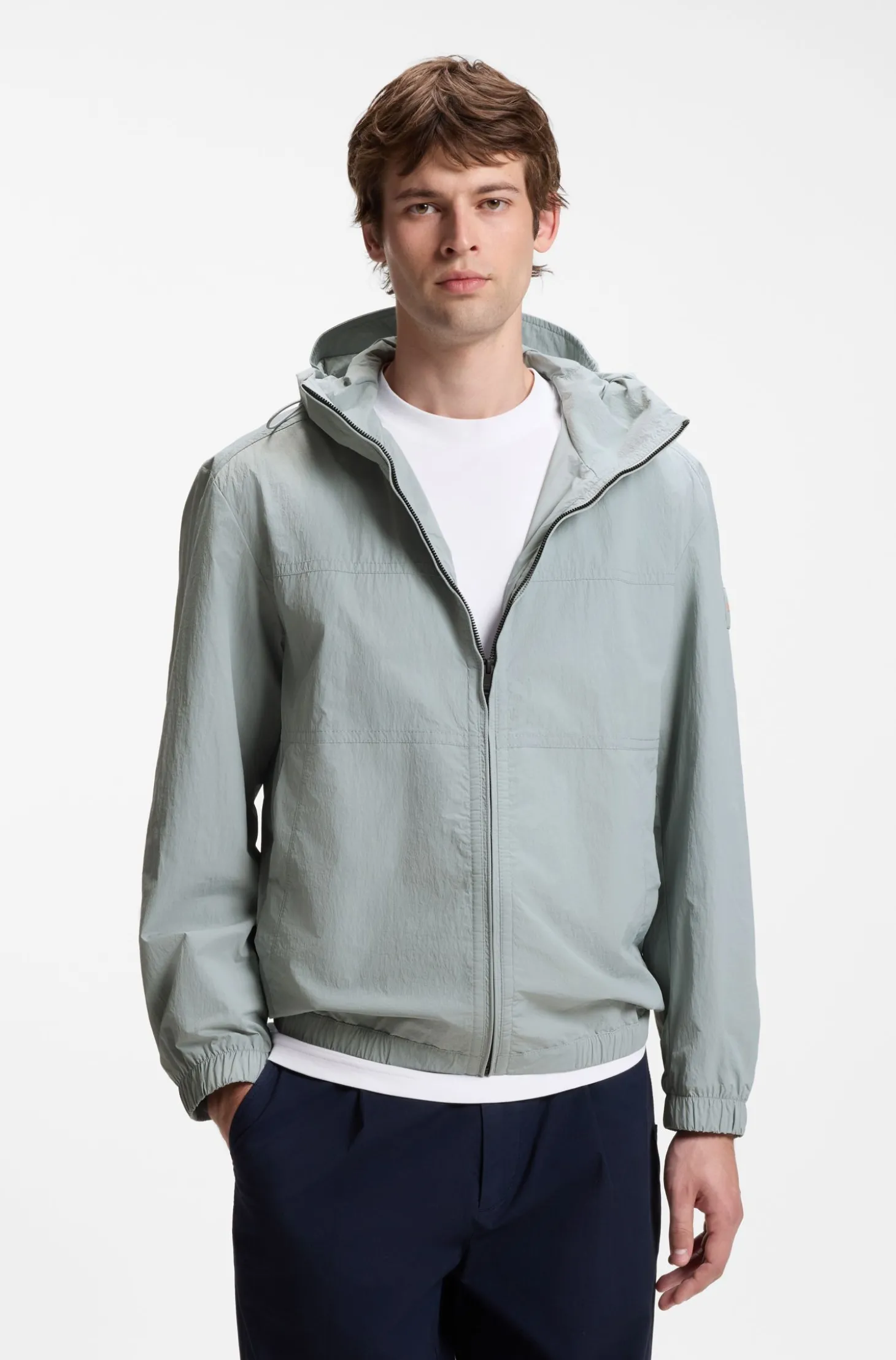 Relaxed-Fit Kapuzenjacke aus wasserabweisendem Gewebe