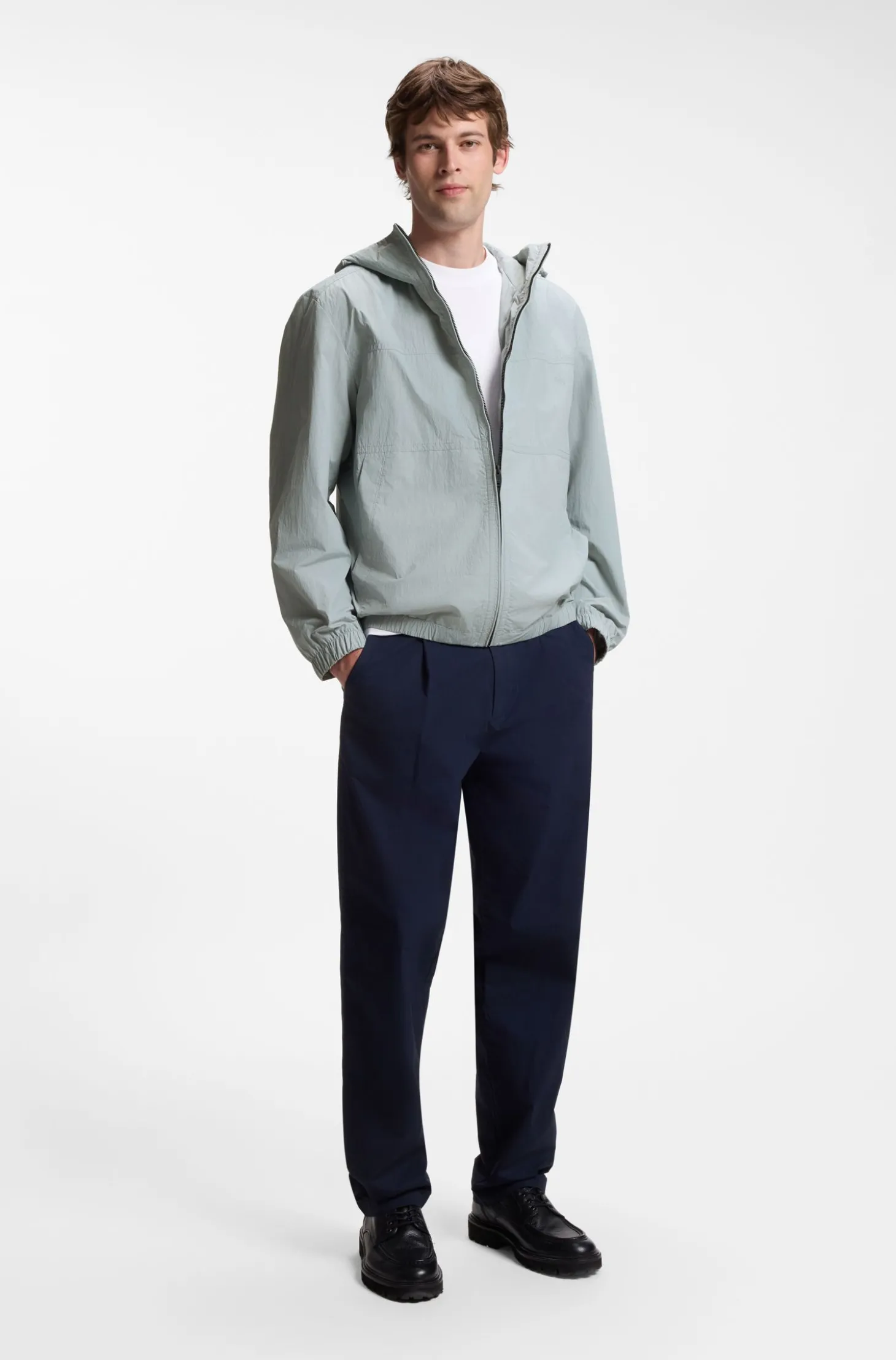 Relaxed-Fit Kapuzenjacke aus wasserabweisendem Gewebe