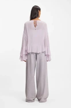 Relaxed-Fit Krepp-Bluse aus Seersucker-Georgette mit Rüschen