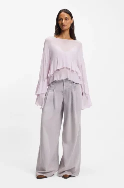 Relaxed-Fit Krepp-Bluse aus Seersucker-Georgette mit Rüschen