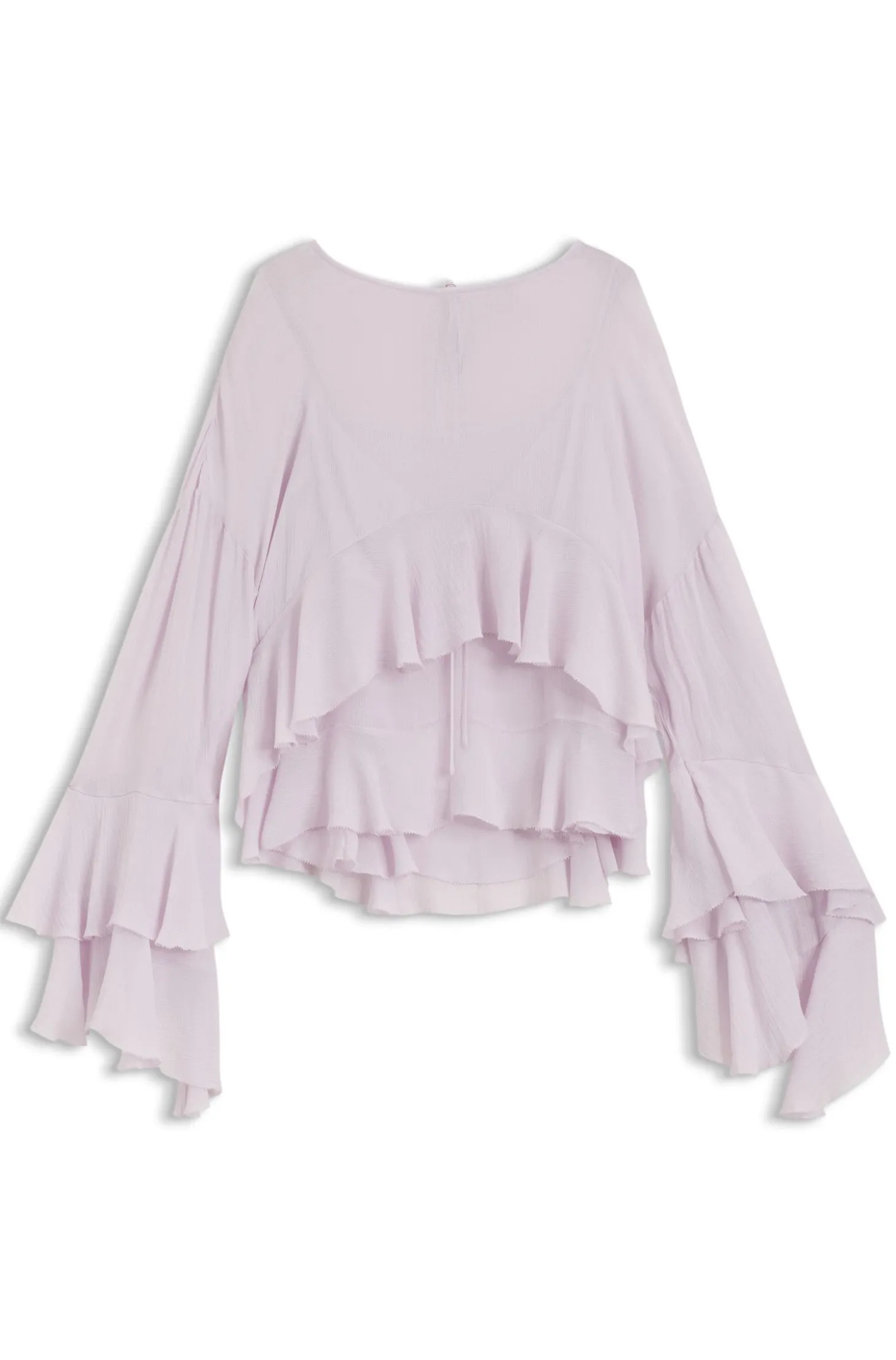 Relaxed-Fit Krepp-Bluse aus Seersucker-Georgette mit Rüschen