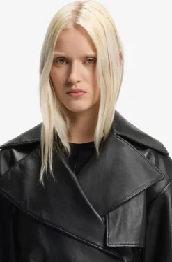 Relaxed-Fit Lederjacke mit Gürtel