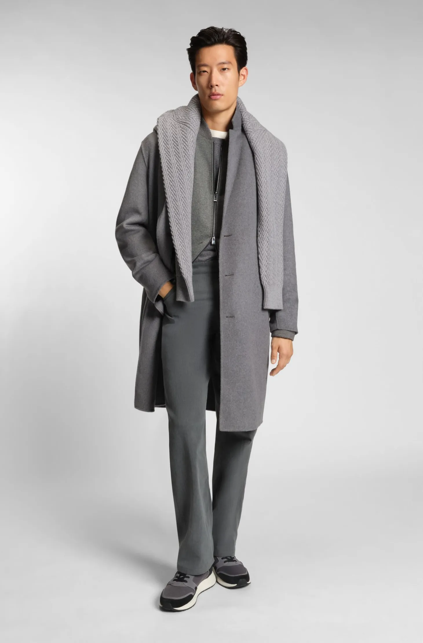Relaxed-Fit Mantel aus meliertem Woll-Mix