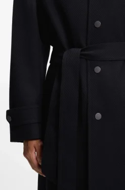 Relaxed-Fit Mantel aus Schurwolle mit Fischgrät-Muster