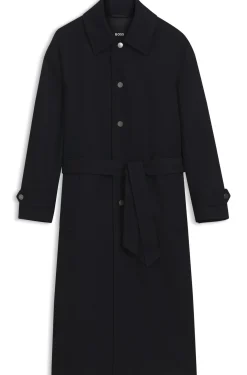 Relaxed-Fit Mantel aus Schurwolle mit Fischgrät-Muster