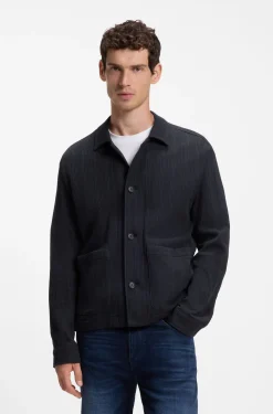 Relaxed-Fit Overshirt aus Baumwolle mit Streifen-Dessin