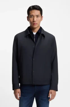 Relaxed-Fit Overshirt aus elastischem Woll-Mix