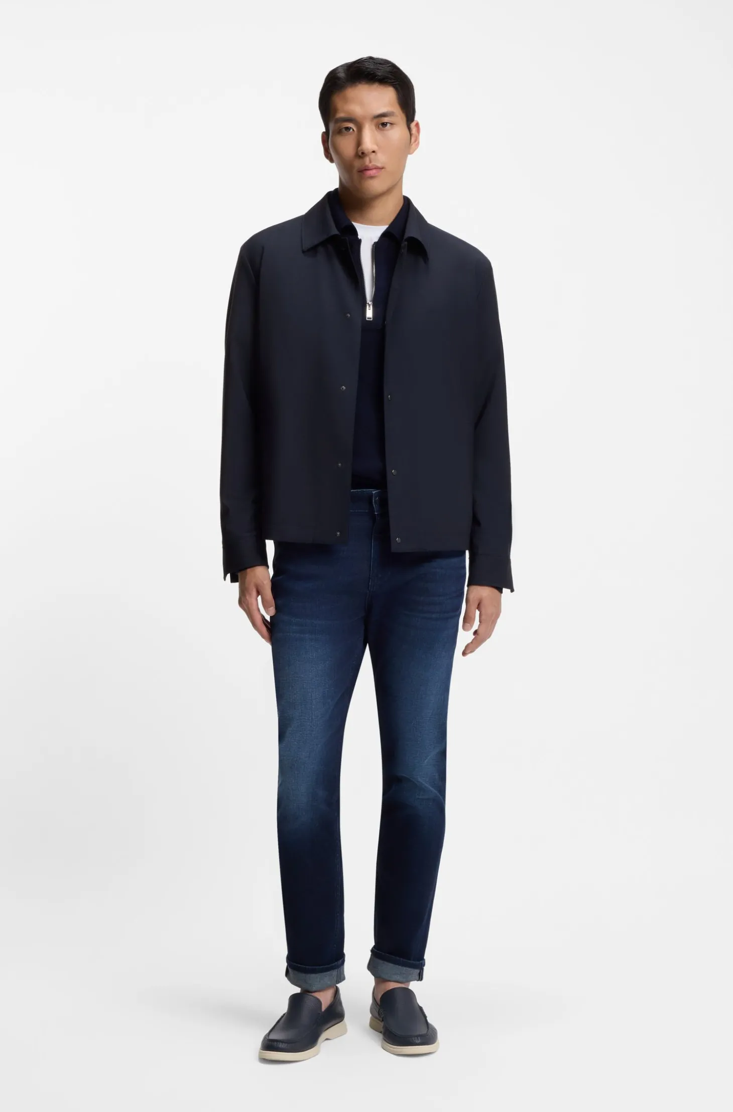 Relaxed-Fit Overshirt aus elastischem Woll-Mix
