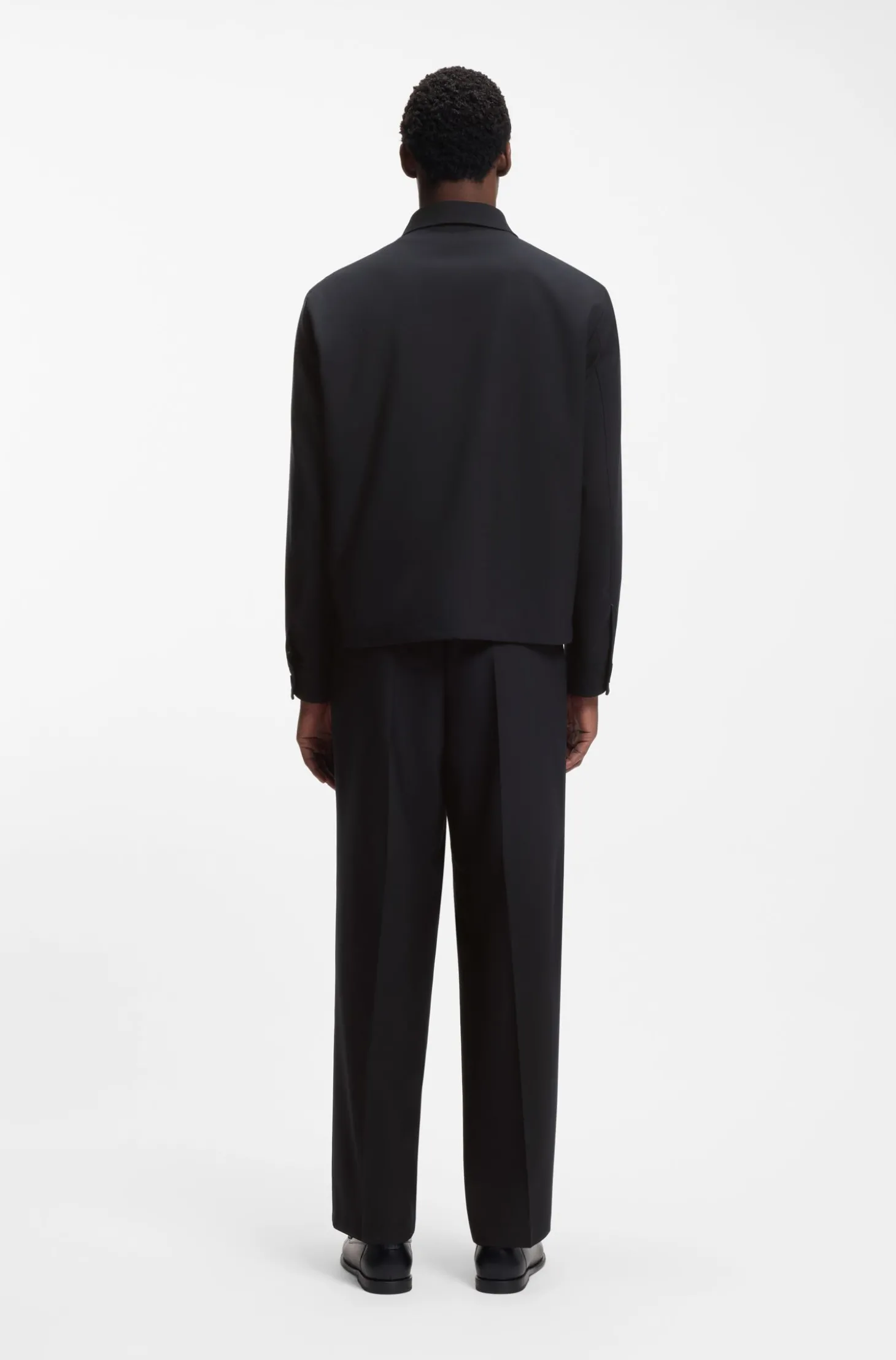 Relaxed-Fit Overshirt aus melierter Schurwolle mit Reißverschluss