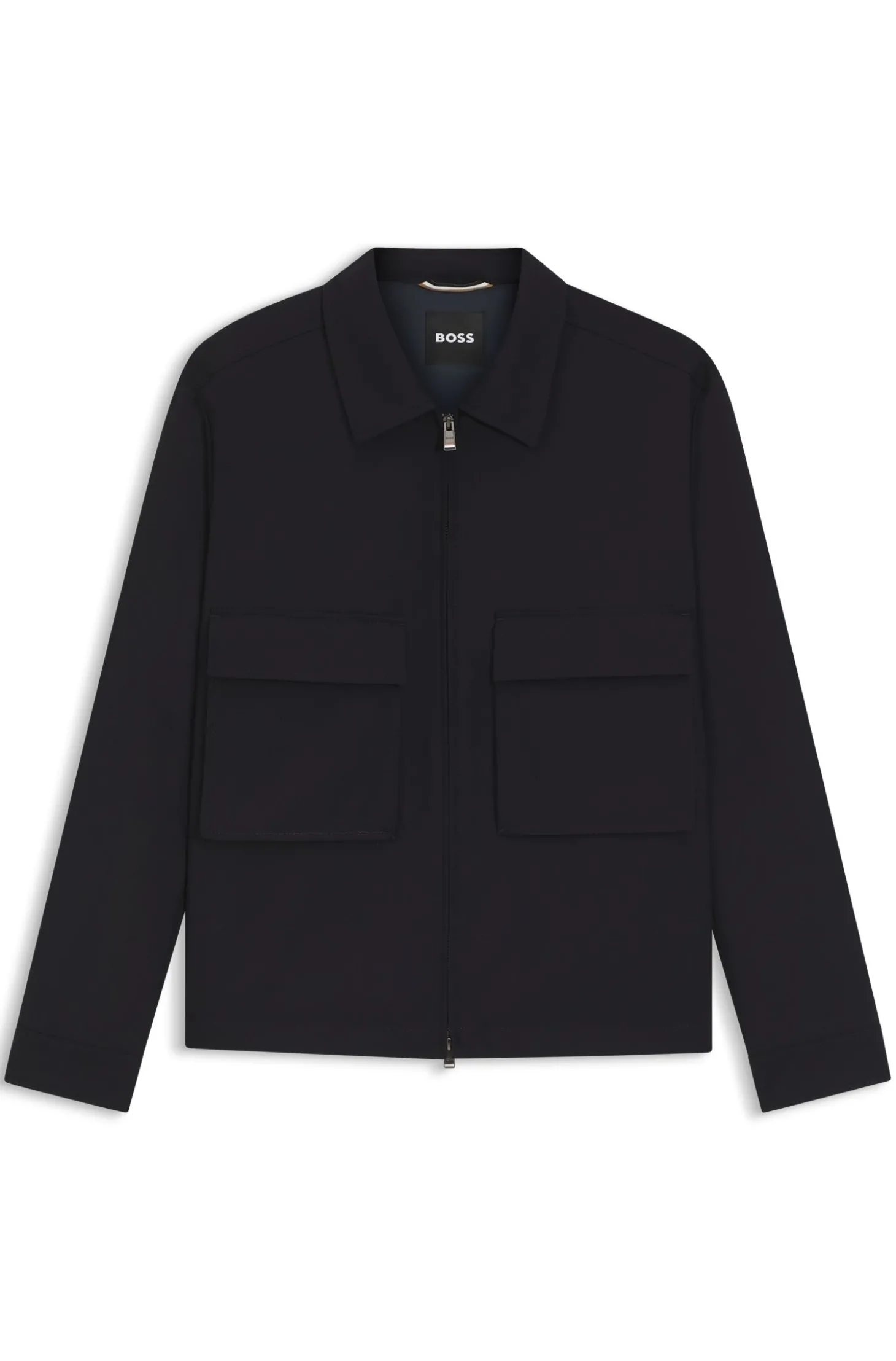 Relaxed-Fit Overshirt aus melierter Schurwolle mit Reißverschluss
