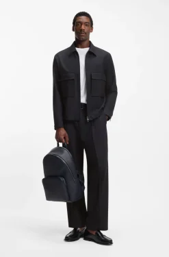 Relaxed-Fit Overshirt aus melierter Schurwolle mit Reißverschluss