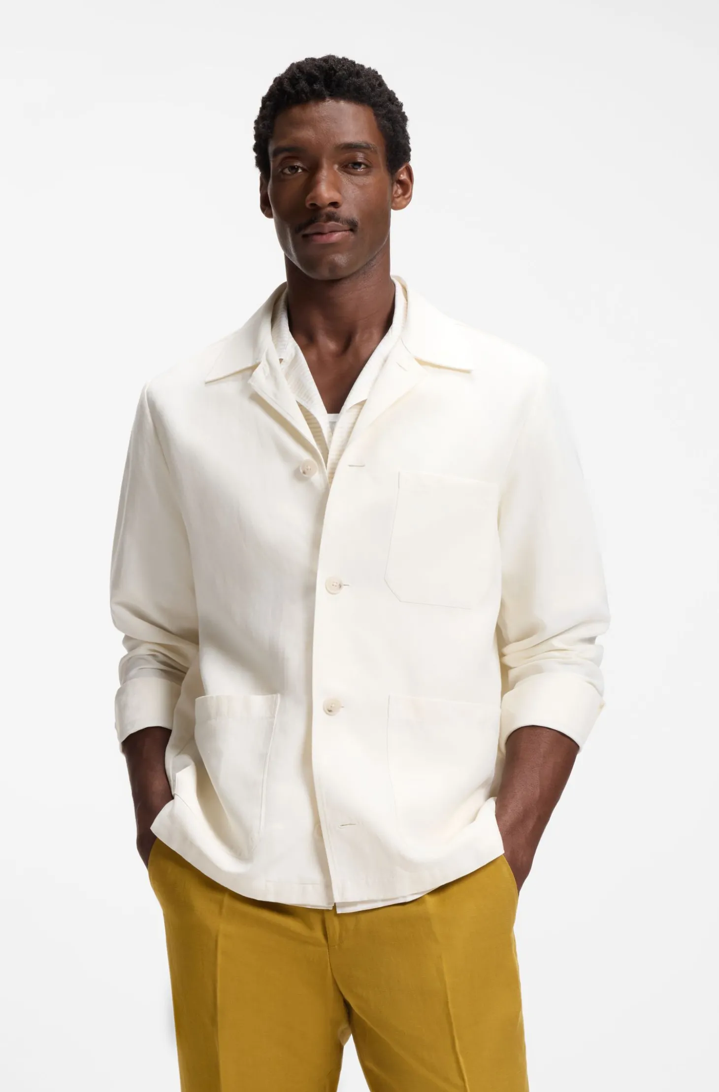 Relaxed-Fit Overshirt aus unifarbenem Twill
