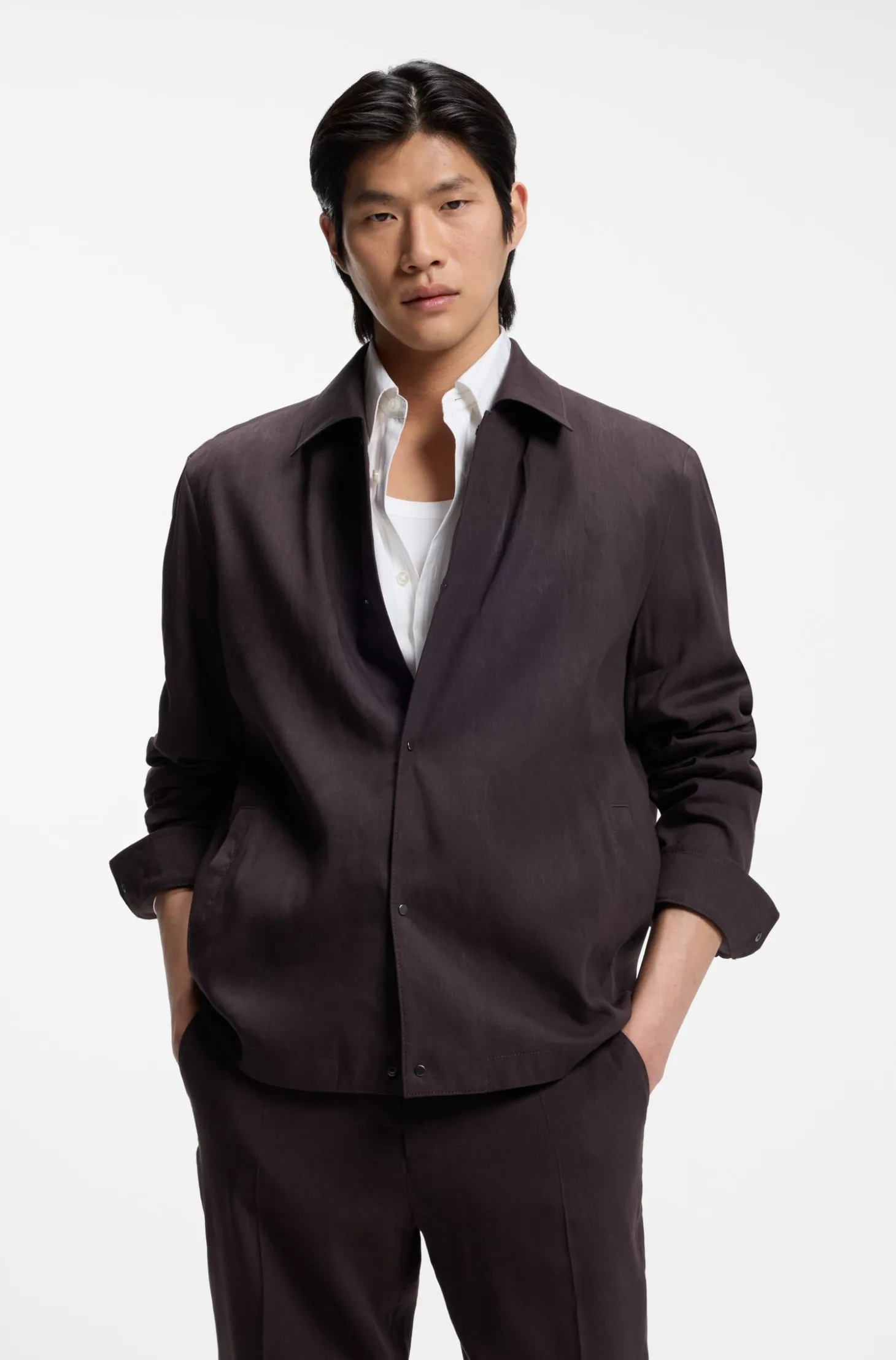 Relaxed-Fit Overshirt aus waschmaschinenfestem Tech-Leinen
