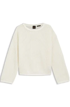 Relaxed-Fit Pullover aus Baumwolle mit Mesh-Struktur