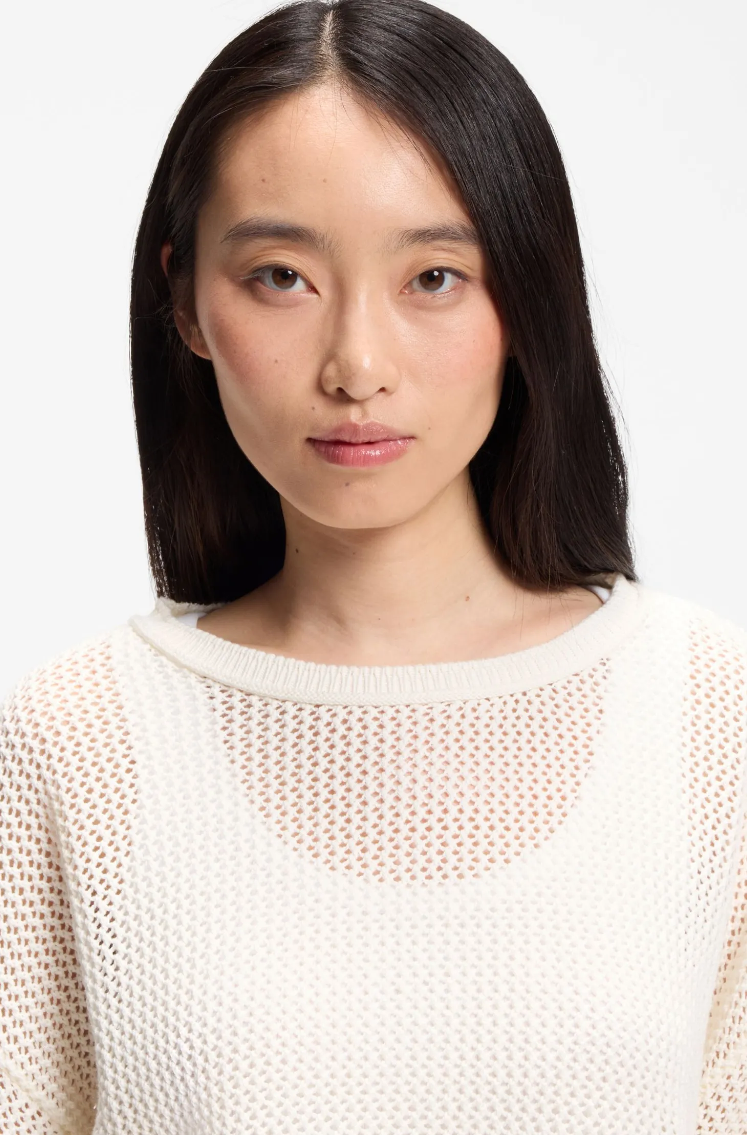 Relaxed-Fit Pullover aus Baumwolle mit Mesh-Struktur