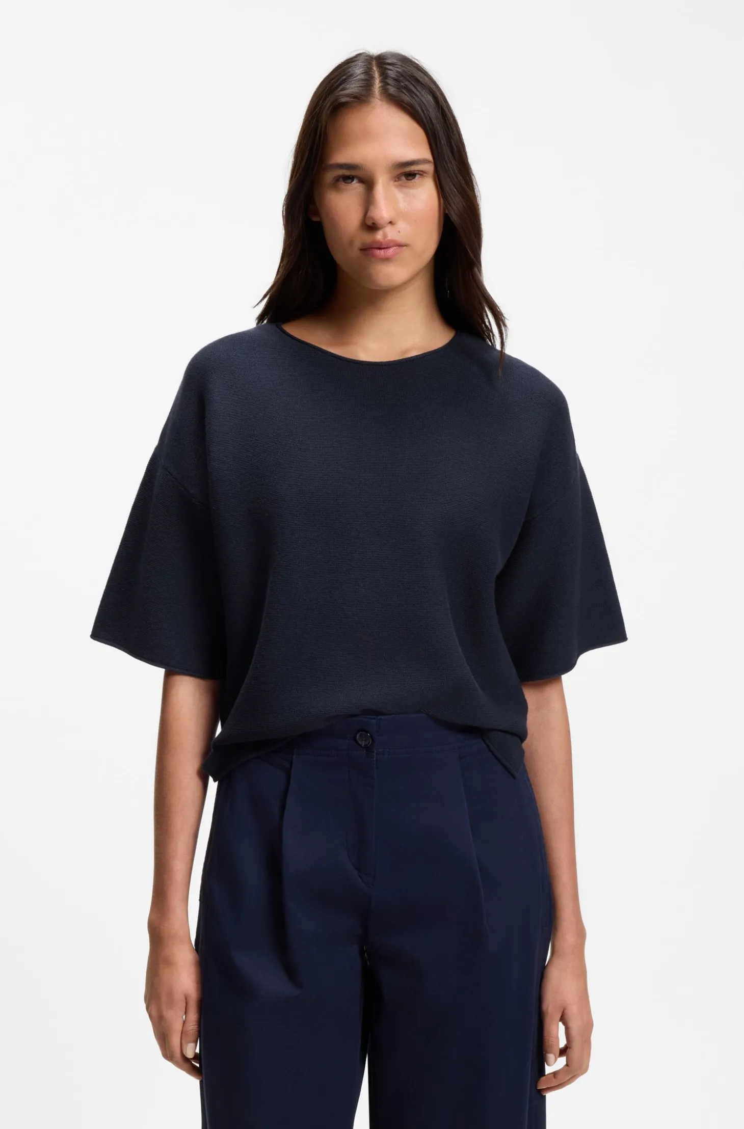 Relaxed-Fit Pullover aus Baumwolle mit Schurwolle