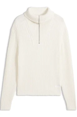 Relaxed-Fit Pullover aus gerippter Baumwolle mit Troyerkragen