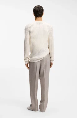 Relaxed-Fit Pullover aus Leinen mit Rippstrick