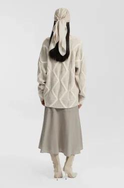 Relaxed-Fit Pullover aus Schurwolle Aran-Strickmuster