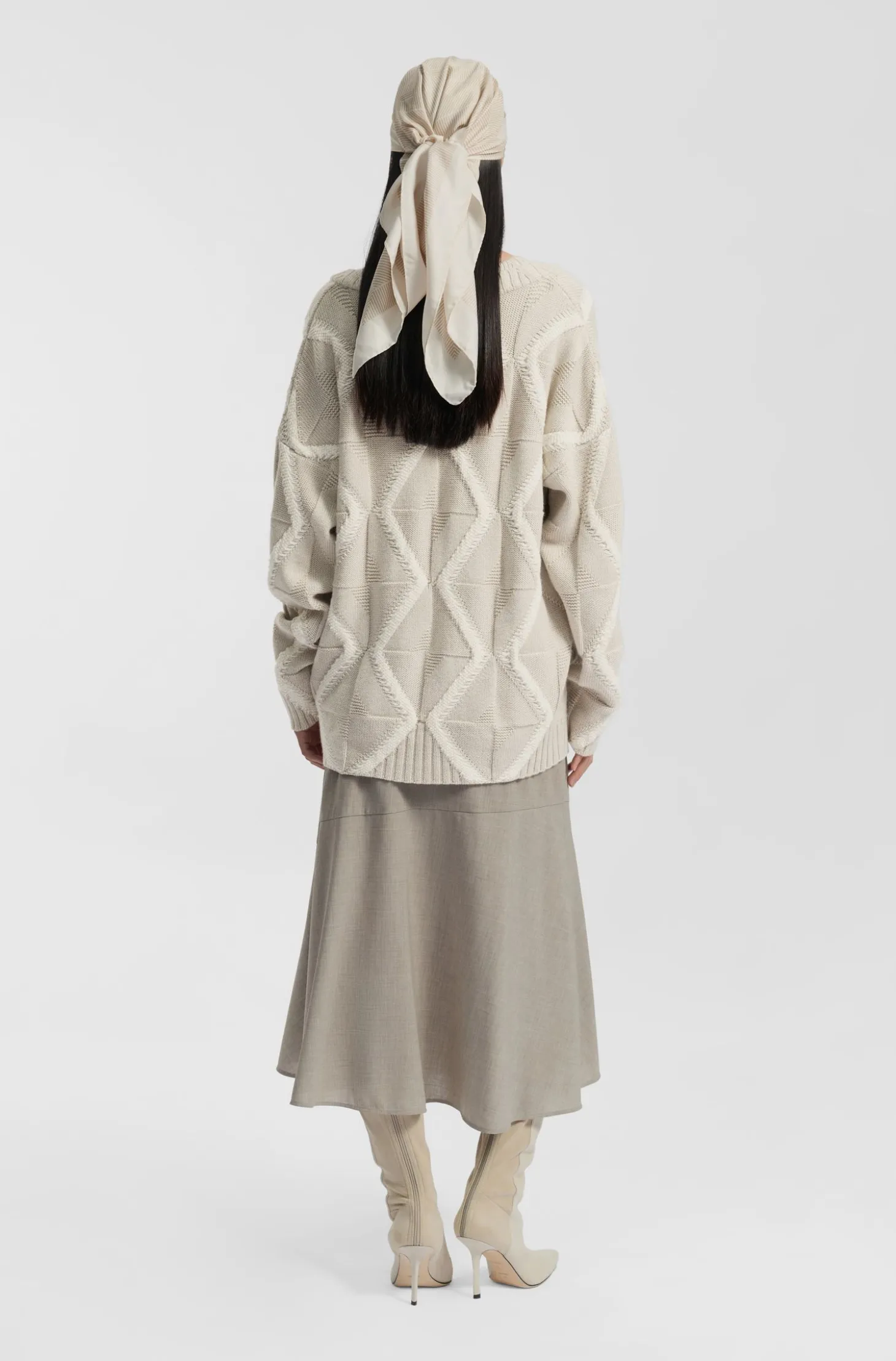 Relaxed-Fit Pullover aus Schurwolle Aran-Strickmuster