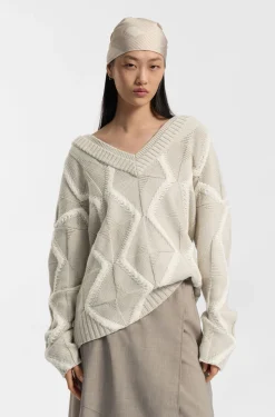Relaxed-Fit Pullover aus Schurwolle Aran-Strickmuster