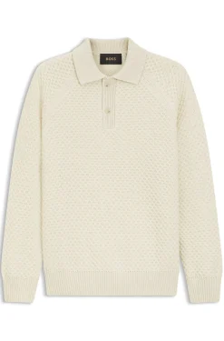 Relaxed-Fit Pullover aus strukturiertem Kaschmir mit Polokragen