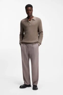 Relaxed-Fit Pullover aus strukturierter Baumwolle mit Polokragen