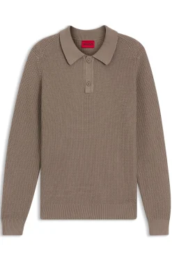 Relaxed-Fit Pullover aus strukturierter Baumwolle mit Polokragen