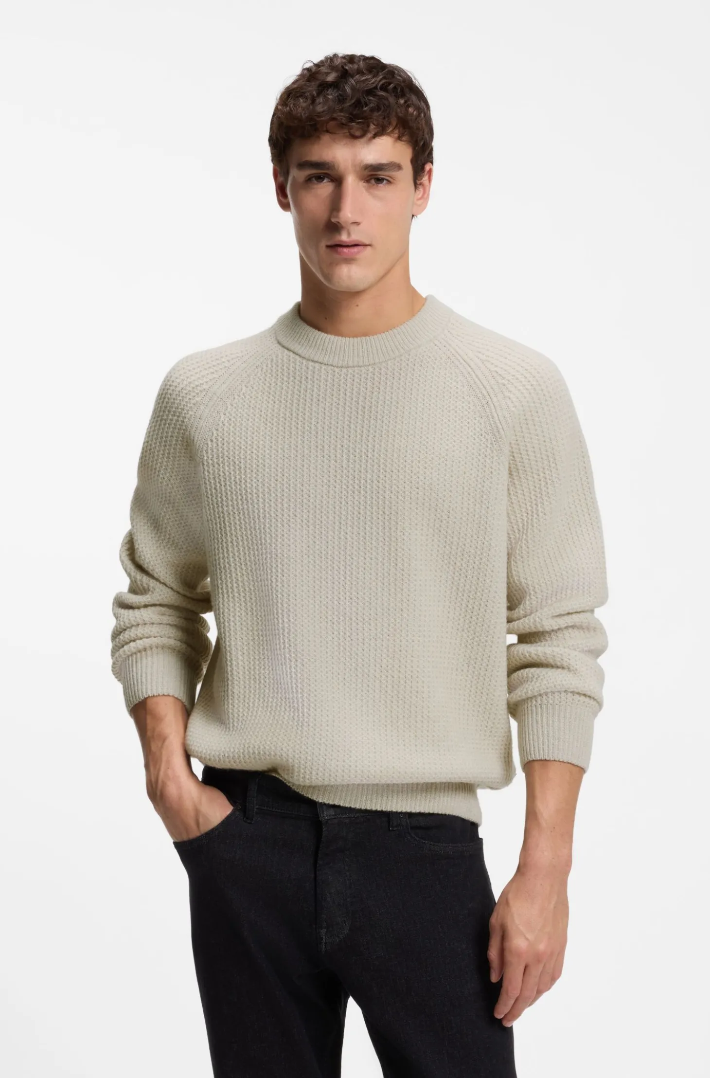 Relaxed-Fit Pullover mit gerippter Zickzack-Struktur