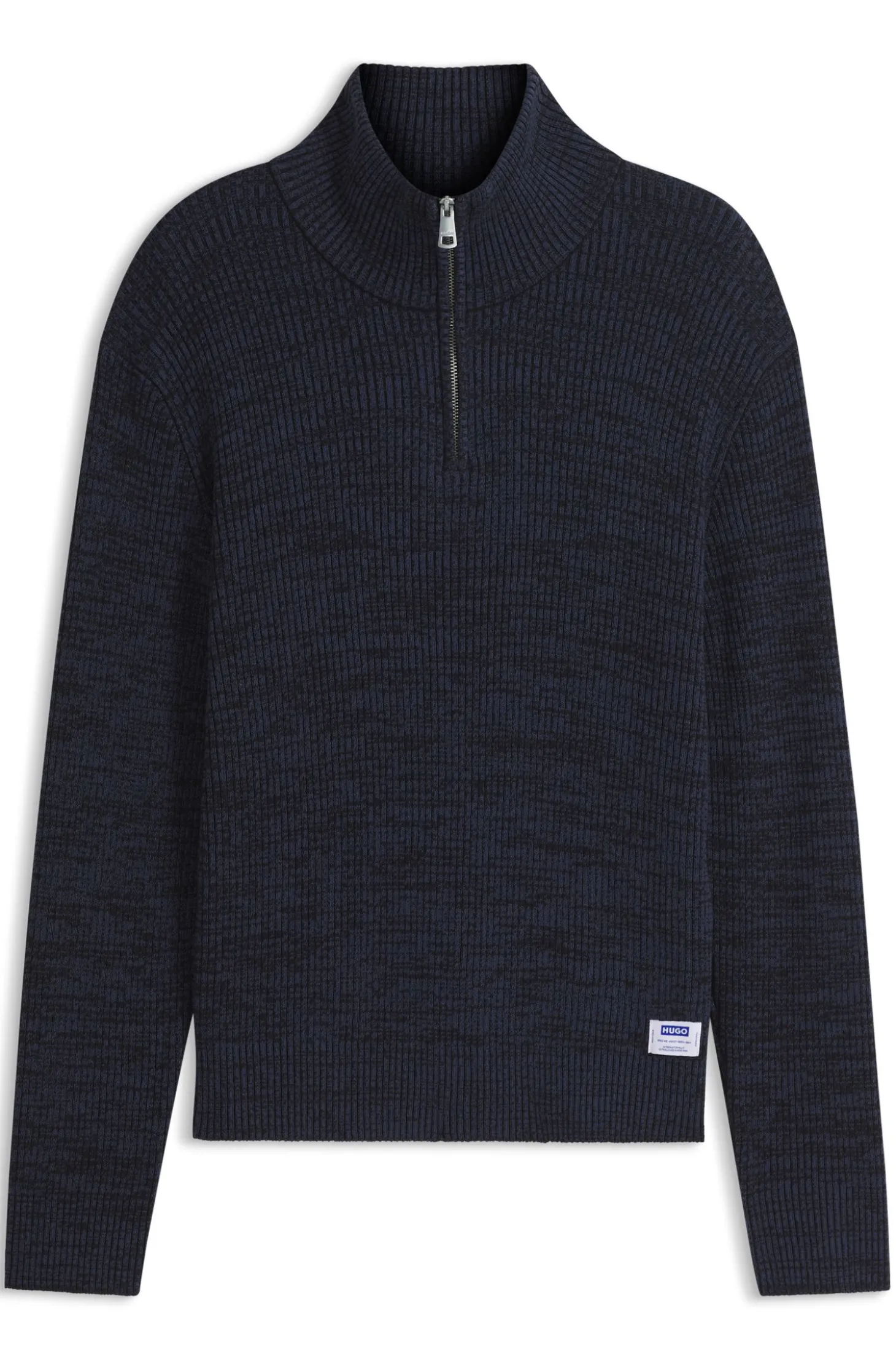 Relaxed-Fit Pullover mit Troyerkragen und Mouliné-Struktur