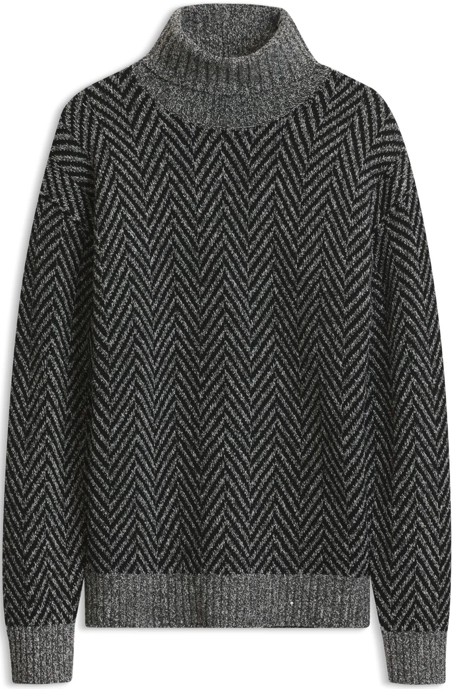 Relaxed-Fit Rollkragenpullover mit Fischgrätmuster