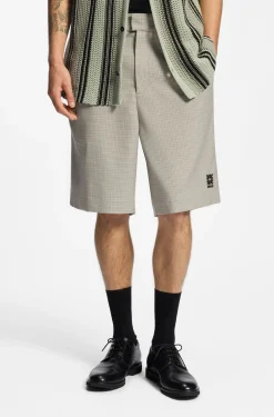 Relaxed-Fit Shorts mit Hahnentritt-Muster