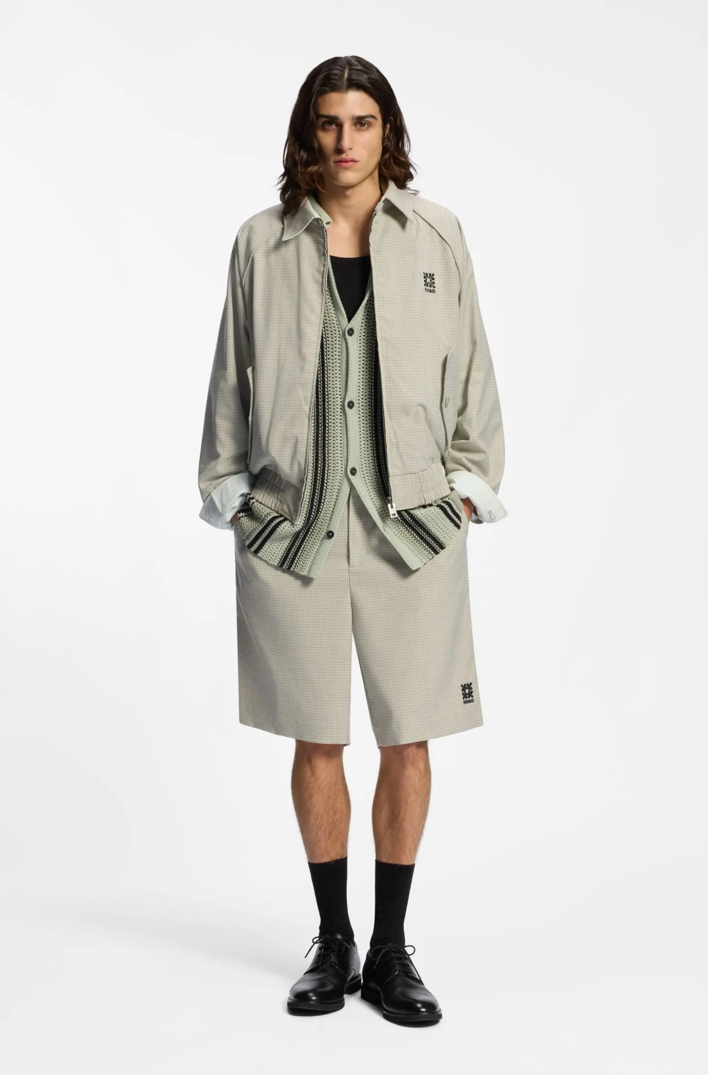 Relaxed-Fit Shorts mit Hahnentritt-Muster