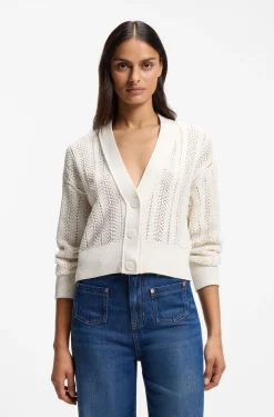 Relaxed-Fit Strickjacke aus Baumwoll-Mix mit Wellenstruktur