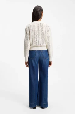 Relaxed-Fit Strickjacke aus Baumwoll-Mix mit Wellenstruktur